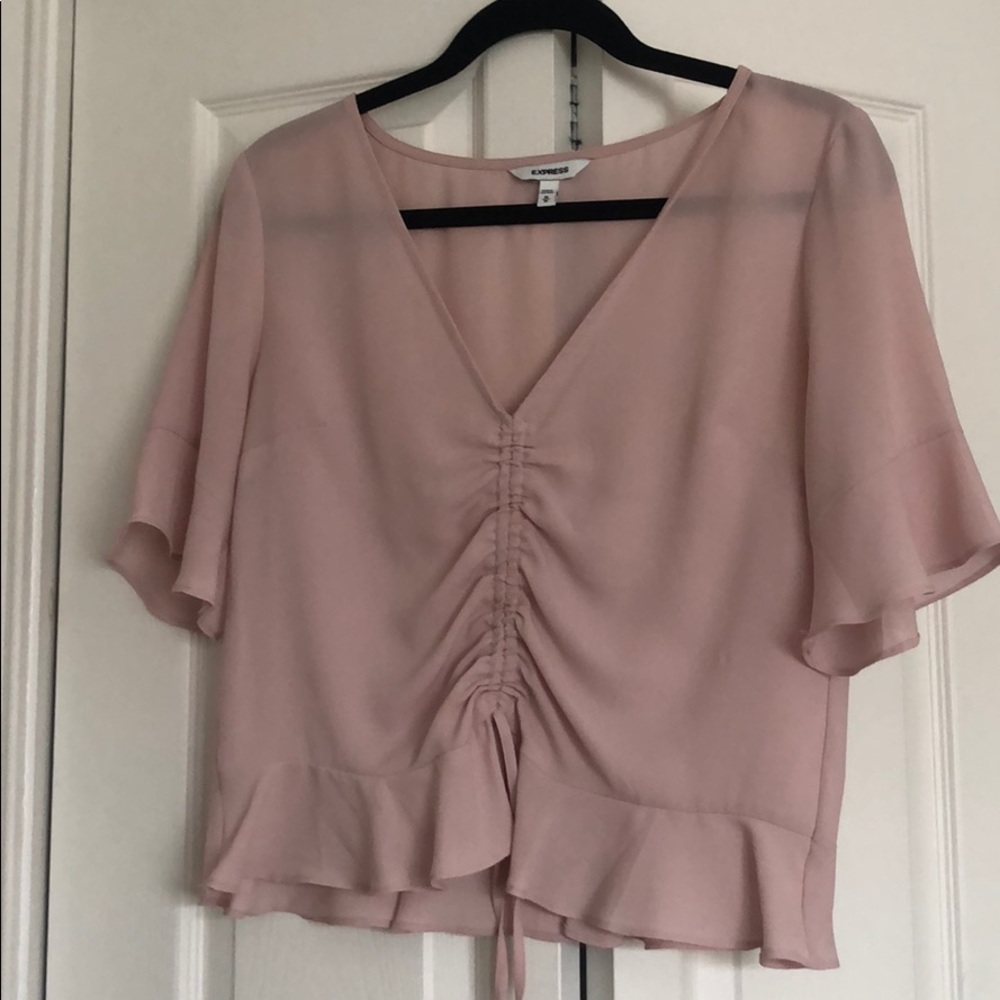 Express ruched tie front flowy blouse